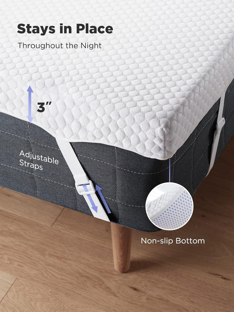 Queen Mattress Topper, 3 Inch Gel Memory Foam Mattress Topper for Pressure Relief, Premium Soft Cooling Sleep