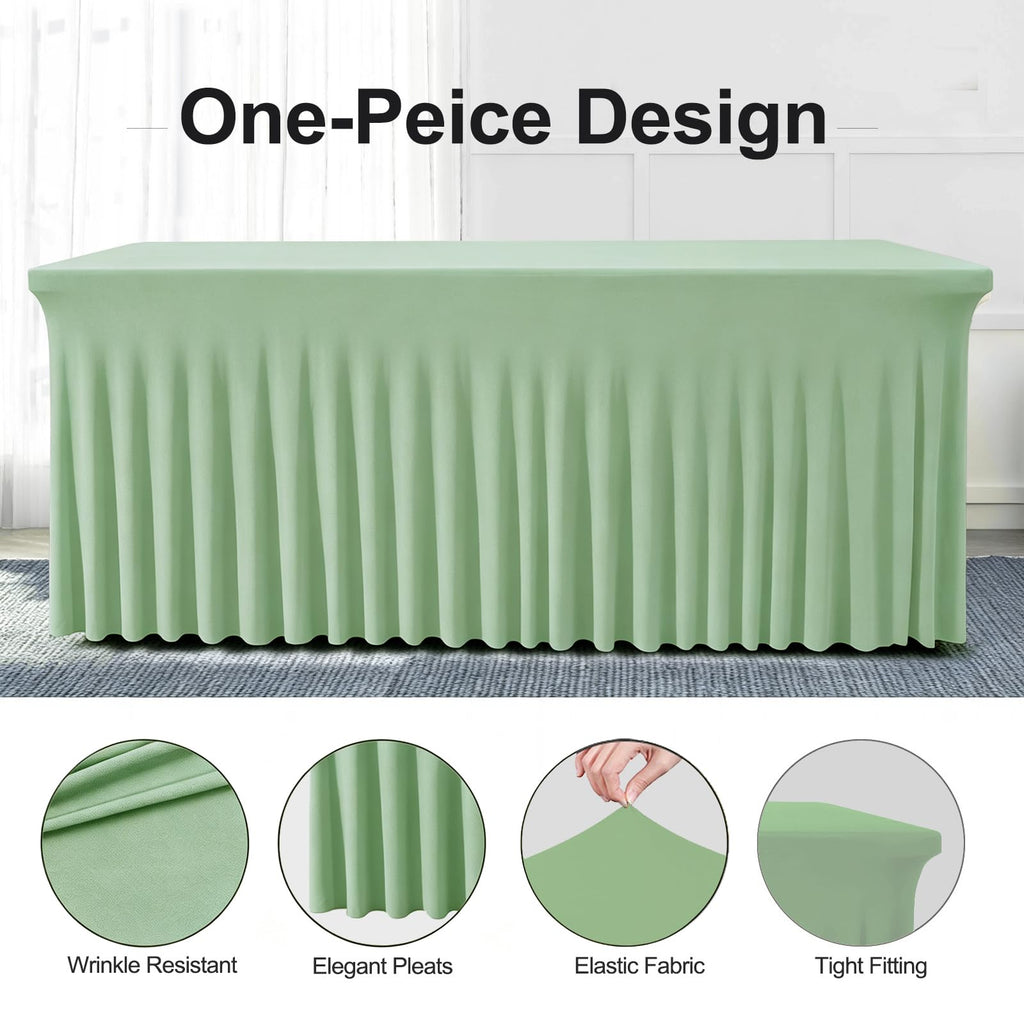 One-Piece Spandex Table Cloth Skirt for 6FT Rectangle Tables