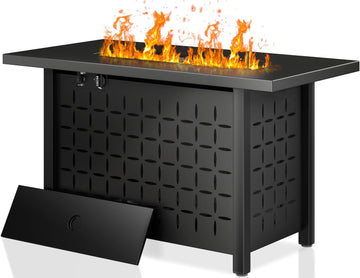 43" Propane Fire Pit Table,50,000 BTU Rectangular Gas Fire Pit Table,CSA-Certified Steel 2-in-1 Multi-Use Propane Gas