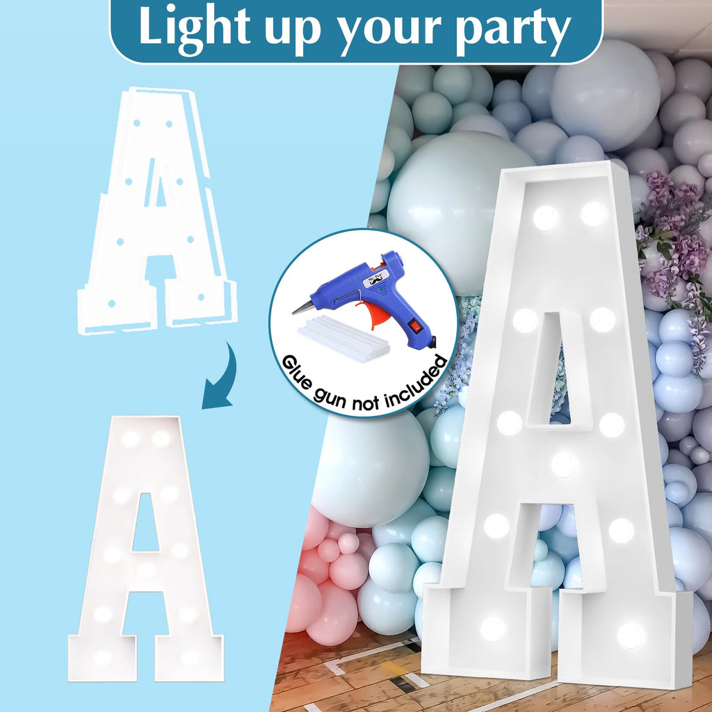 Easy-Assemble 4FT Cool White Marquee Light Up Letter D