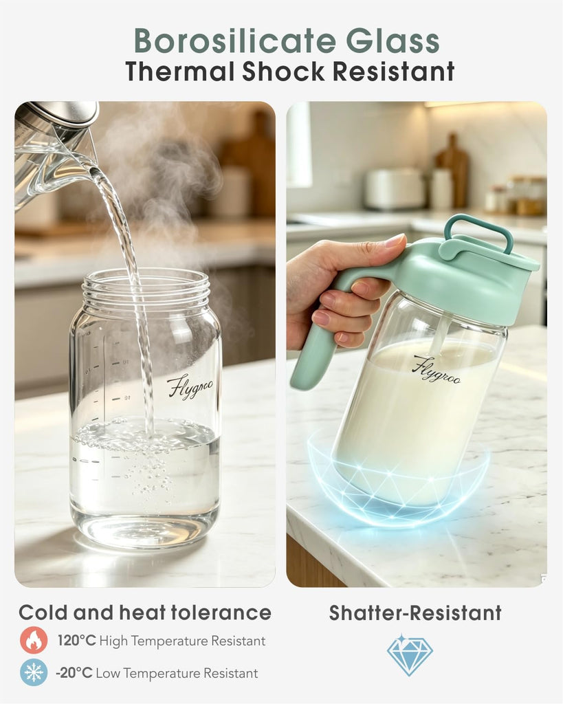 Glass Breast Milk Pitcher, Baby Formula Mixing Pitcher - 24oz Green