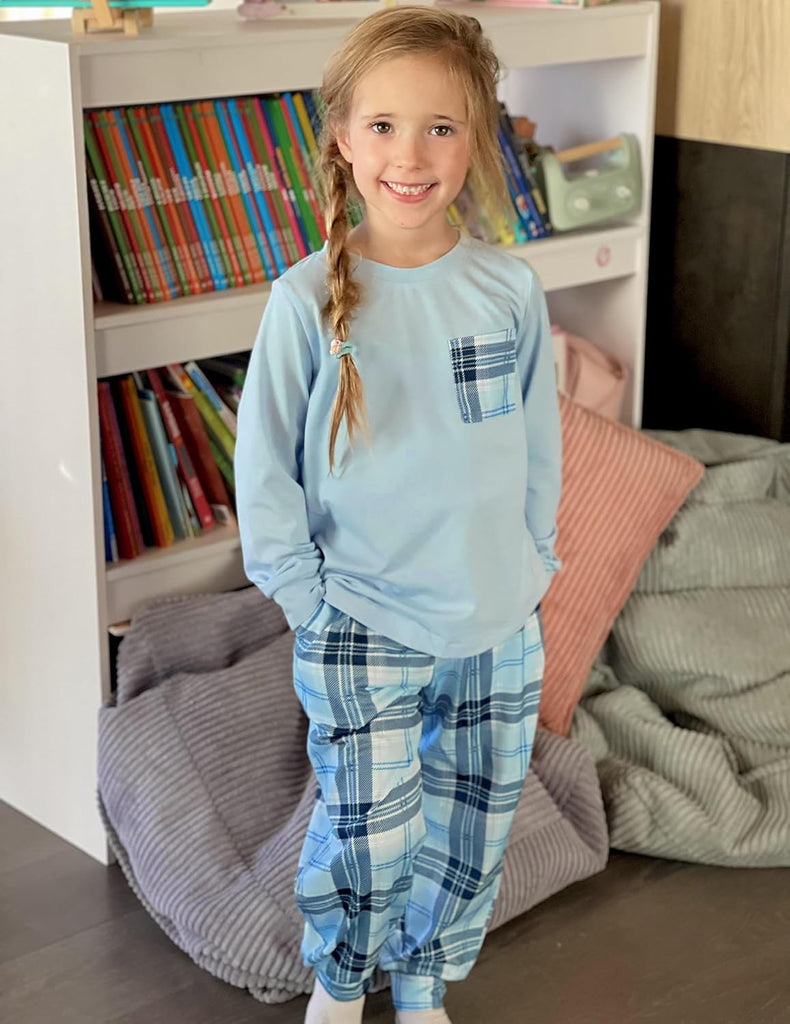 Pajamas for Girls Long Sleeve Pjs Set Soft Ankle Cuff Sleepwear