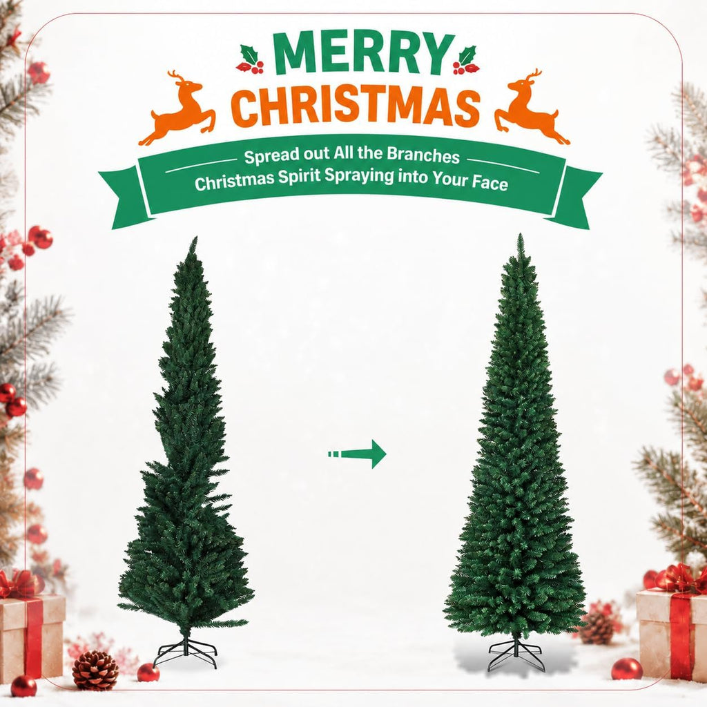 Unlit Pencil Christmas Tree, Slim Artificial Xmas Tree