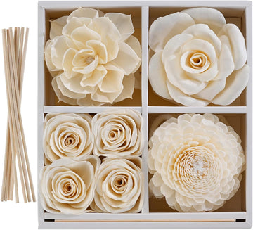 Flower Reed Diffuser Sola Wood Flowers Natural Material Aromatherapy Reed Decorative Aromatherapy Flower Refill - Set of 7