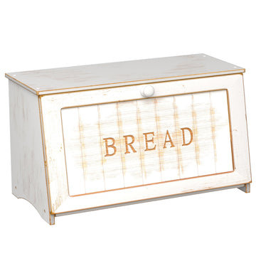 Vintage Countertop, Retro Design Bread Storage Container, Farmhouse Wooden Counter Breadbox, Small Bamboo Bread Bin