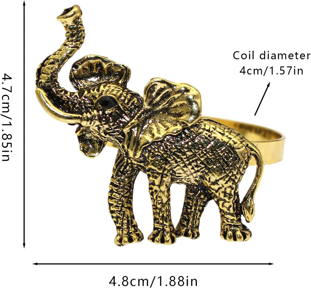 Elephant Napkin Ring, Retro Elephant Napkins Ring Holders, Napkin Holder for Wedding,Dinner - Set of 8