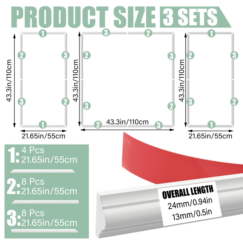 Peel and Stick Wall Molding Kit 3D Wainscoting Panel