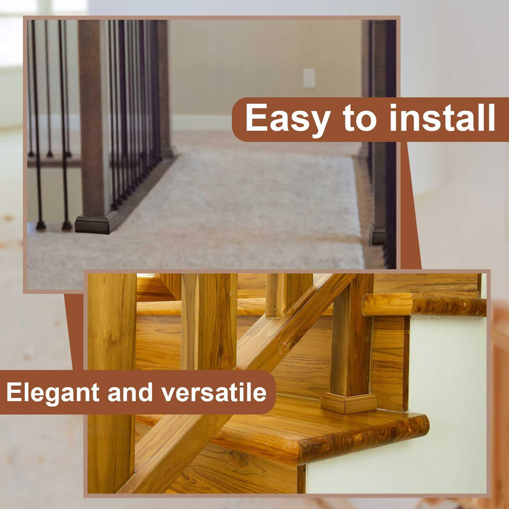 2 Set 3" Newel Post Mounting Kit 8 Pcs L Bracket Post Fasteners with 8 Pcs Maple Wood Skirt Trim and Screws for