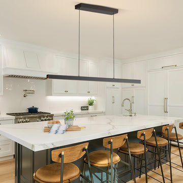 Modern Ceiling Pendant Lights,39in LED Black Linear Chandelier with Remote Control 3000k-6000K Adjustable Color