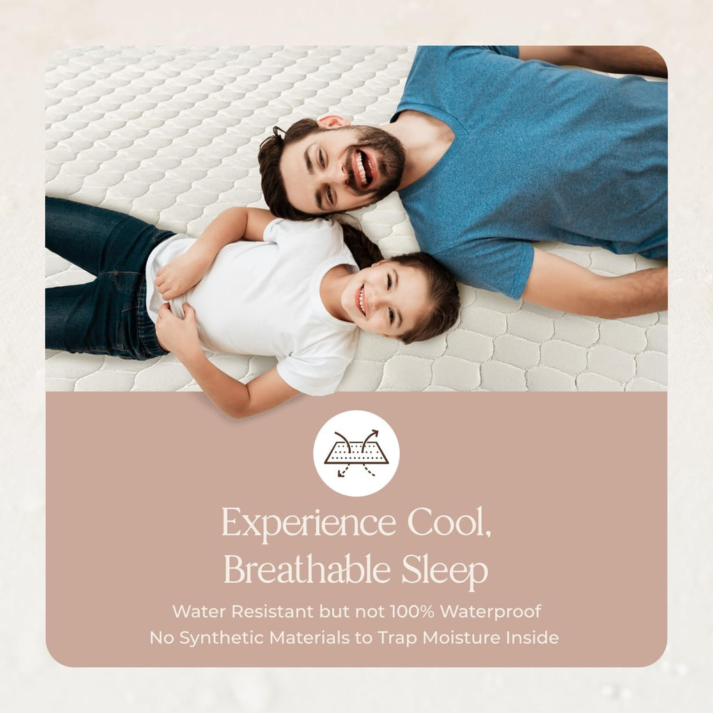 100% Cotton Organic Mattress Pad - Breathable & Cooling Mattress Protector King Size - Premium 300GSM Quilted and