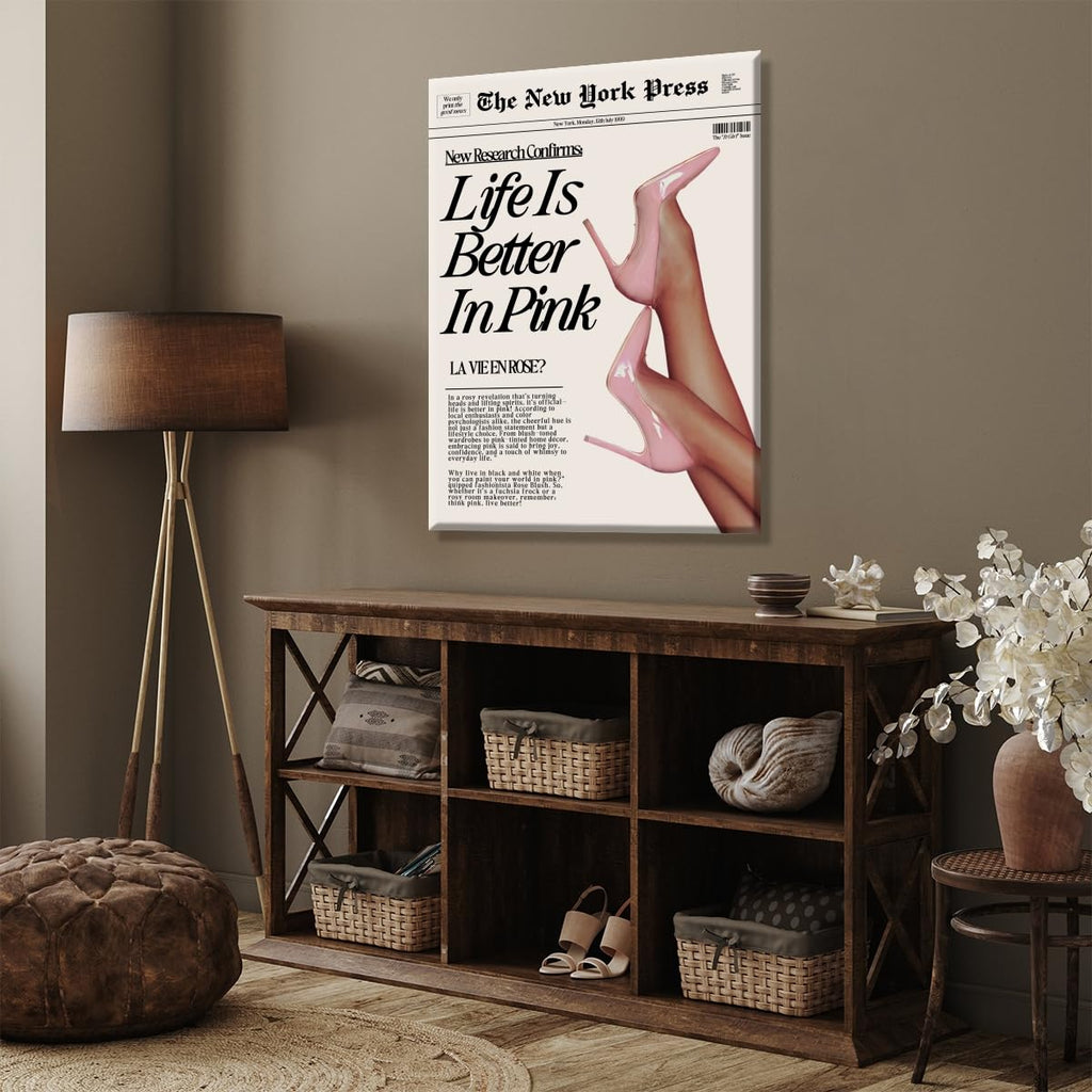 Trendy Baby Pink Poster 70s Canvas Prints The New York Press Wall Life Is Better in Pink Hot Girl Posters Preppy