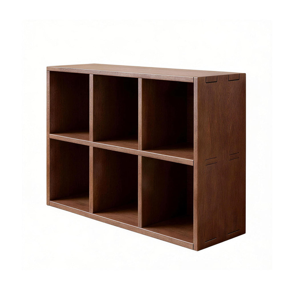 6 Cube Storage Bookcase, Walnut Horizontal Bookshelf