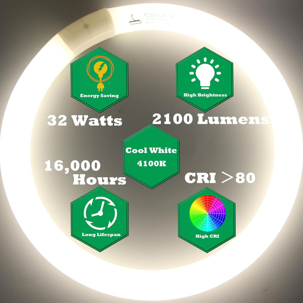 40W and FC12T9/CW 32W Cool White Set, 16 inch T9 40 Watts Circular Bulb & 12 inch 32 Watts Round