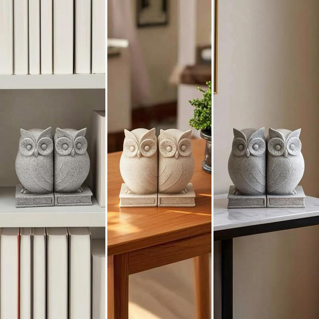 Bookends Sculptural Bookends with Rectangular Base Unique Bookend Holder for Readers, Bookshelf, Desk, Gray
