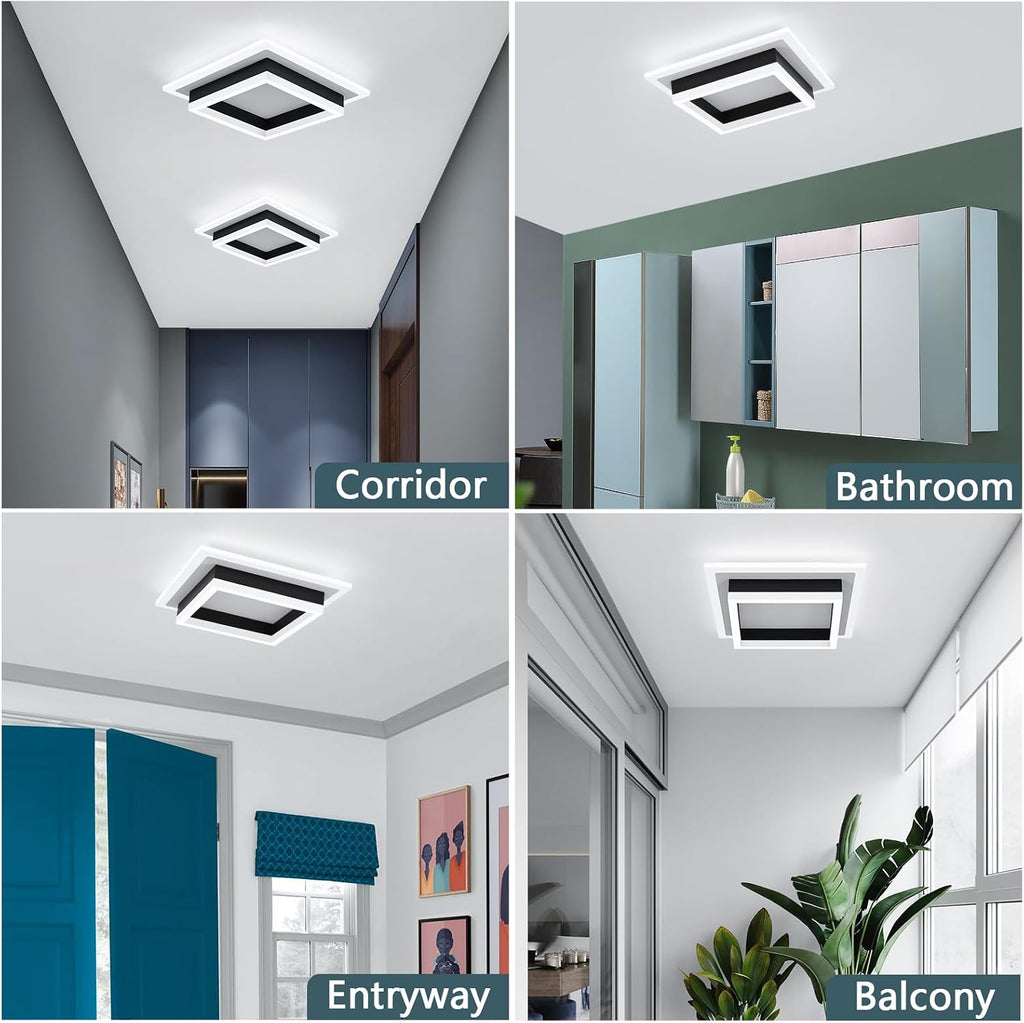 32W Modern LED Ceiling Light, Small Flush Mount Light Fixture, 6500K Cold White Ceiling Lamp, Square Hallway Lighting