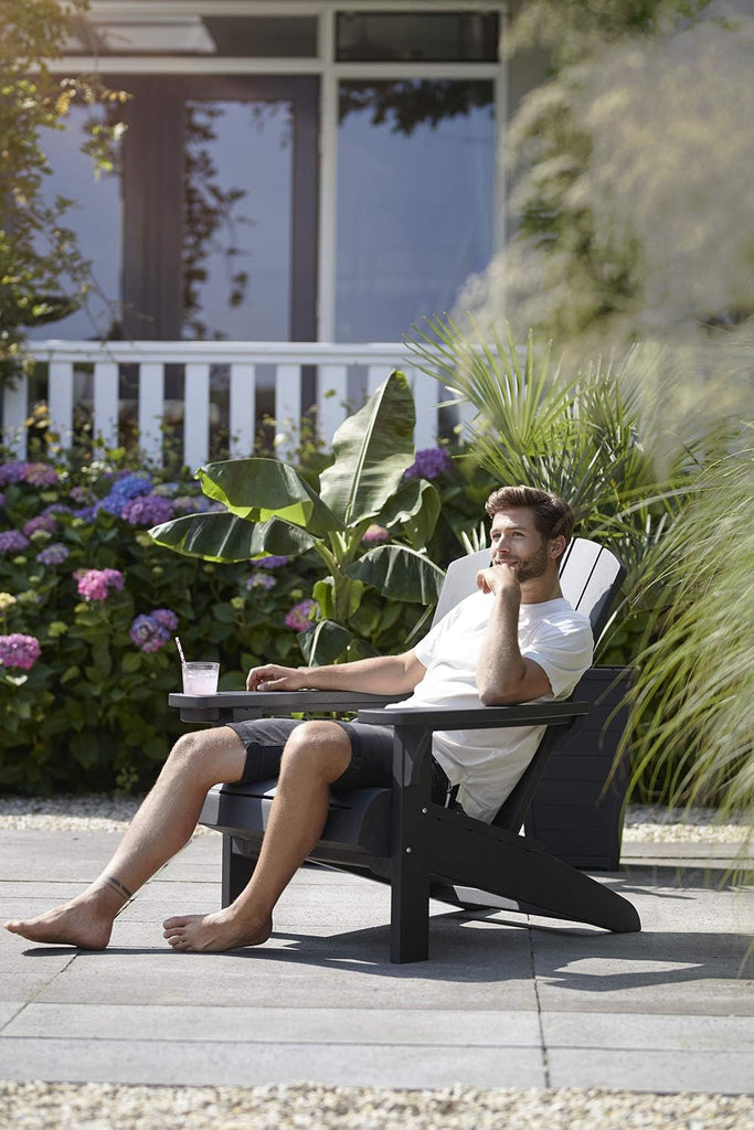 Alpine Adirondack 2 Pack Resin Outdoor Furniture Patio Chairs with Cup Holder-Perfect for Beach, Pool, and Fire Pit