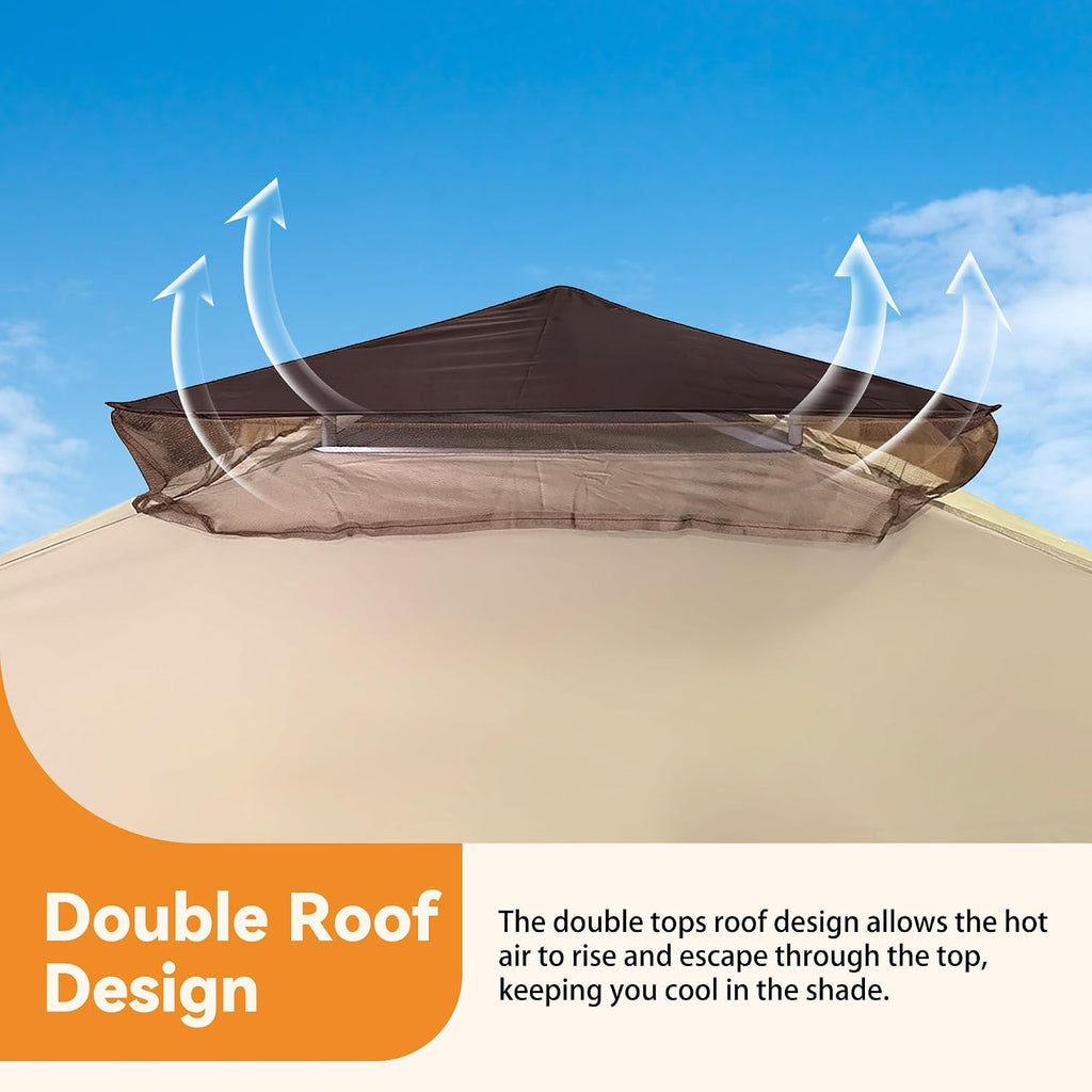 Pop Up Gazebo 11'x11' Canopy Tent, Outdoor Gazebo with Double Ventilated Roof