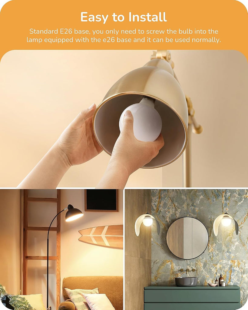 Vanity Light Bulbs, G25 LED Bathroom Light Bulbs, 25 Watt Equivalent Globe Light Bulb, CRI90+ 2700K Warm White 450LM