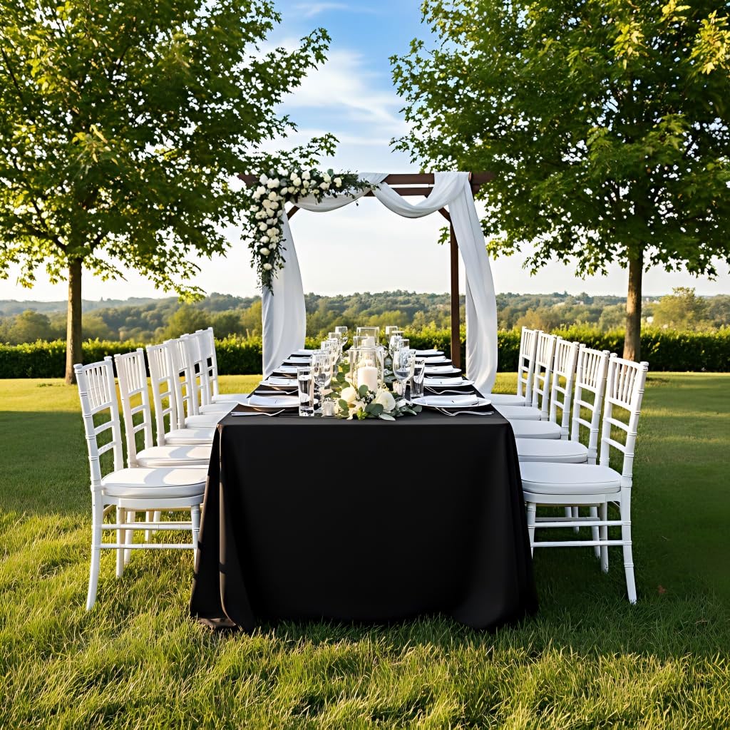 90x132 Inch Black Tablecloth for 6-8 Foot Rectangle Tables