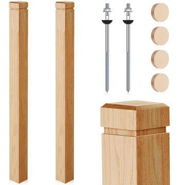2 Pcs 3.5 x 3.5 x 48 Inch Solid Red Oak Stair Newel Post Kit