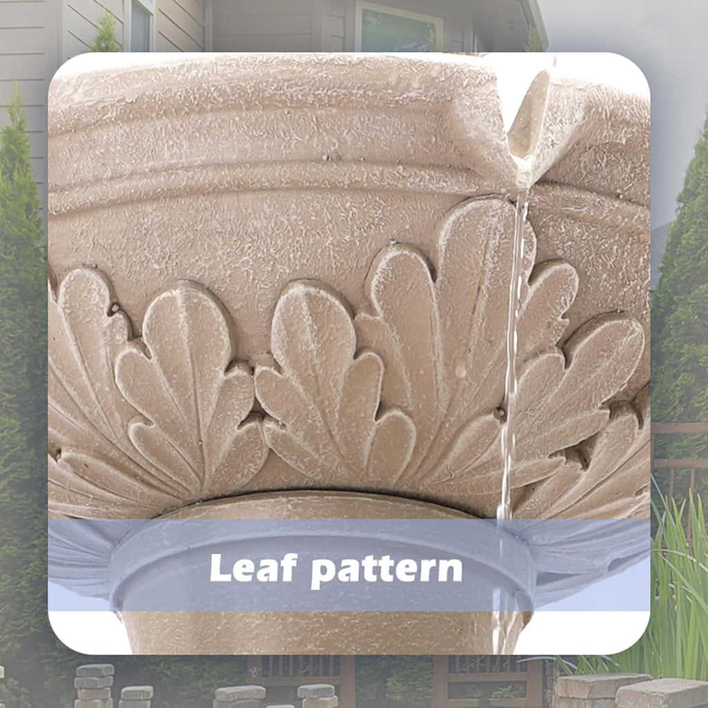 3-Tier Outdoor Water Fountain, 48.4" H Floor Backyard Garden Fountain, Water Feature Indoor with Pump, Outdoor