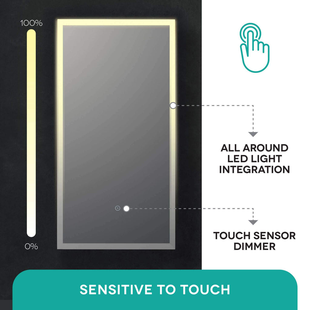 Bathroom Medicine Cabinet, Aluminum, Recessed/Surface Mount, 30" x 30", 2 Door, Mirrored w/LED