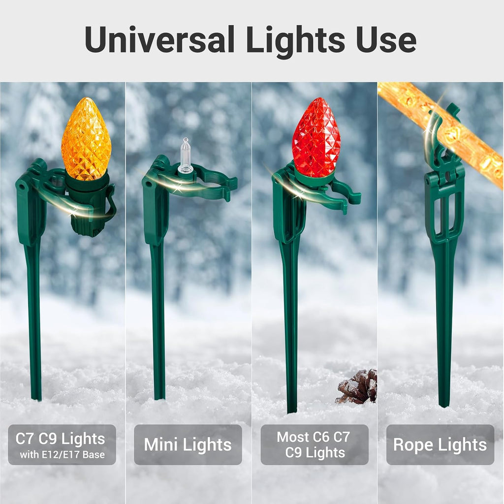 50 PCS Christmas Light Stakes, 9.5 Inch Tall Yard Stakes, Green