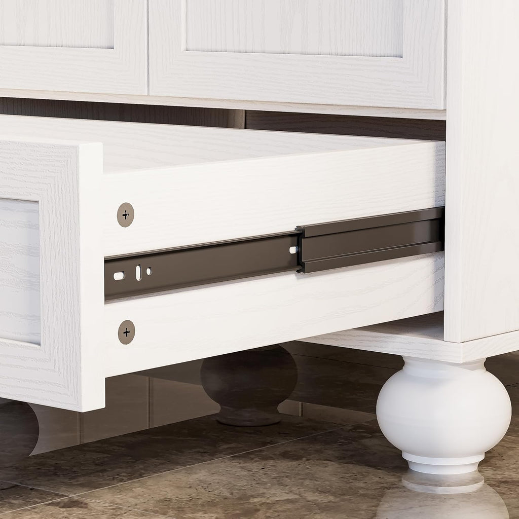 24" Bathroom Vanity with Ceramic Sink - Freestanding Cabinet with 2 Doors, 1 Drawer & Wood Legs