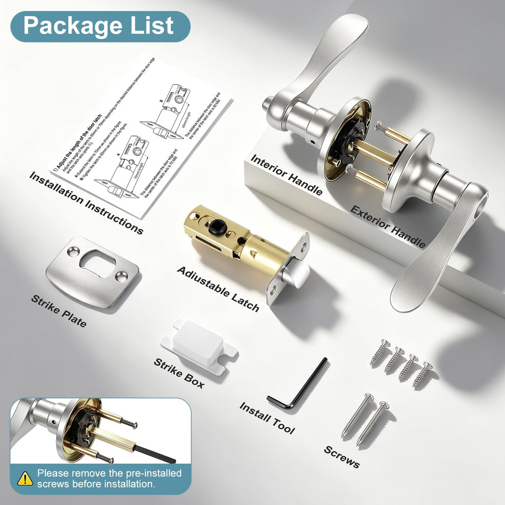 Privacy Door Levers Interior Door Handles, Keyless Interior Door Knobs Bathroom, Heavy Duty Zinc Alloy Reversible