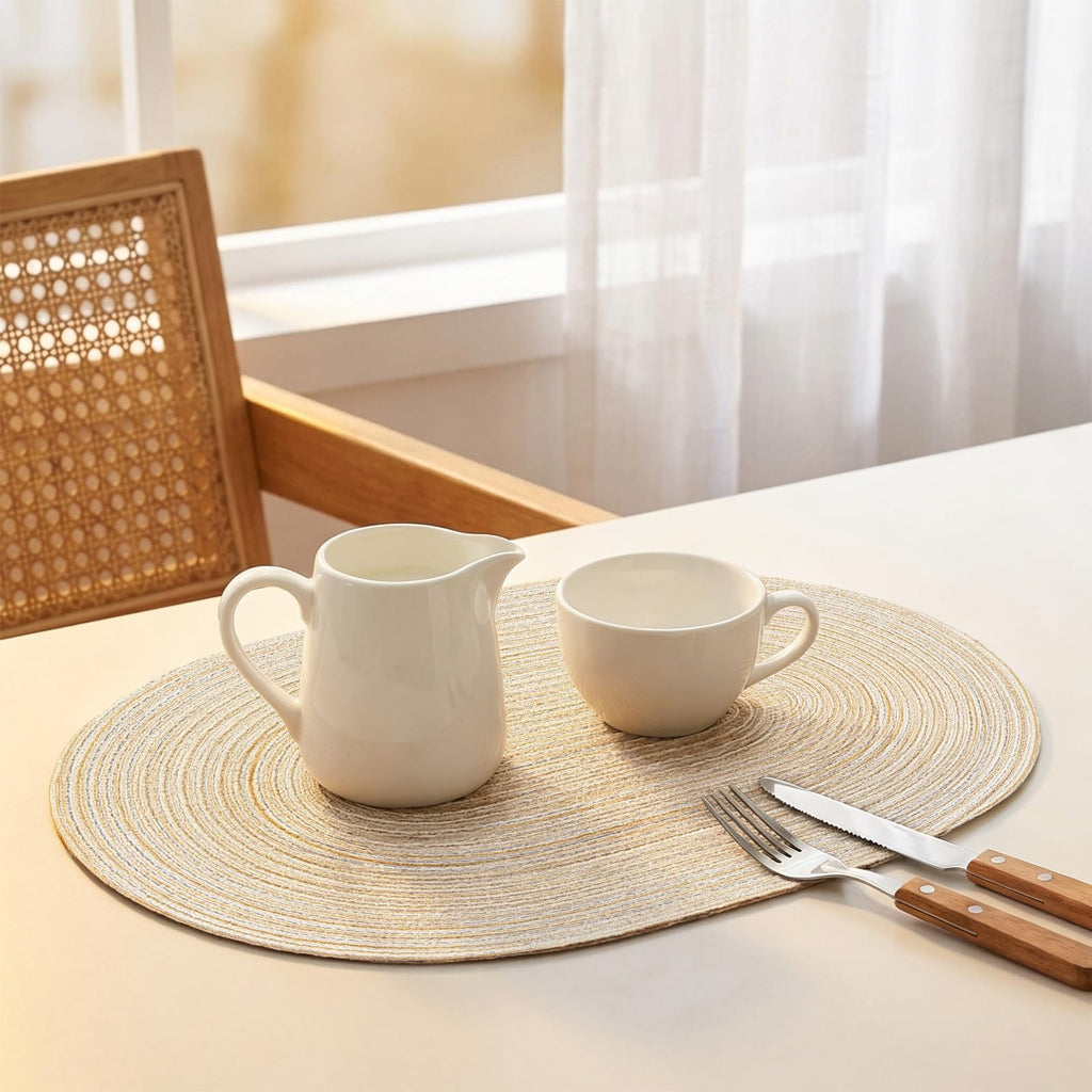 Placemats Set of 4, Woven Oval Braided Dining Table Mats(Beige)