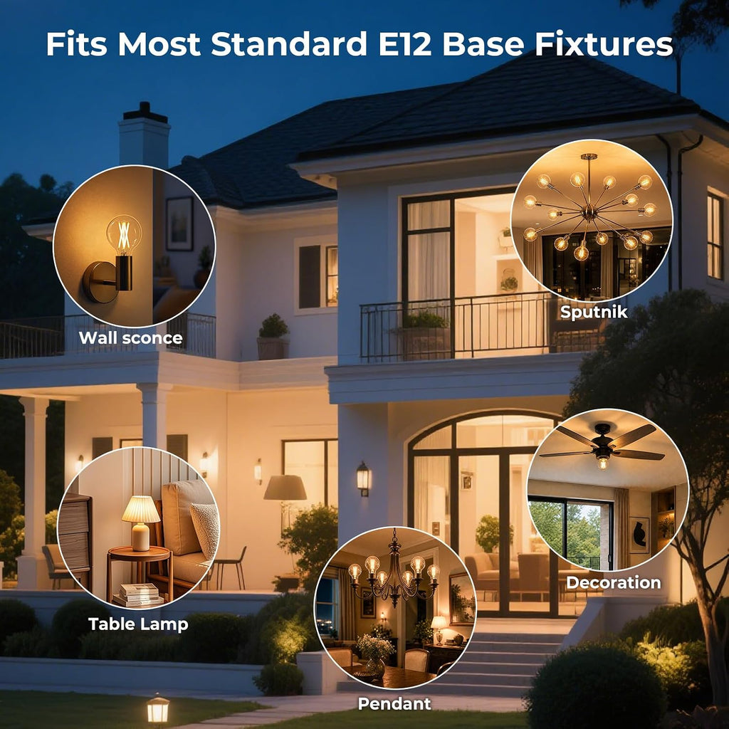 E12 Candelabra Base G16.5 Globe LED Bulb, 2700K Warm White, 40W Equivalent