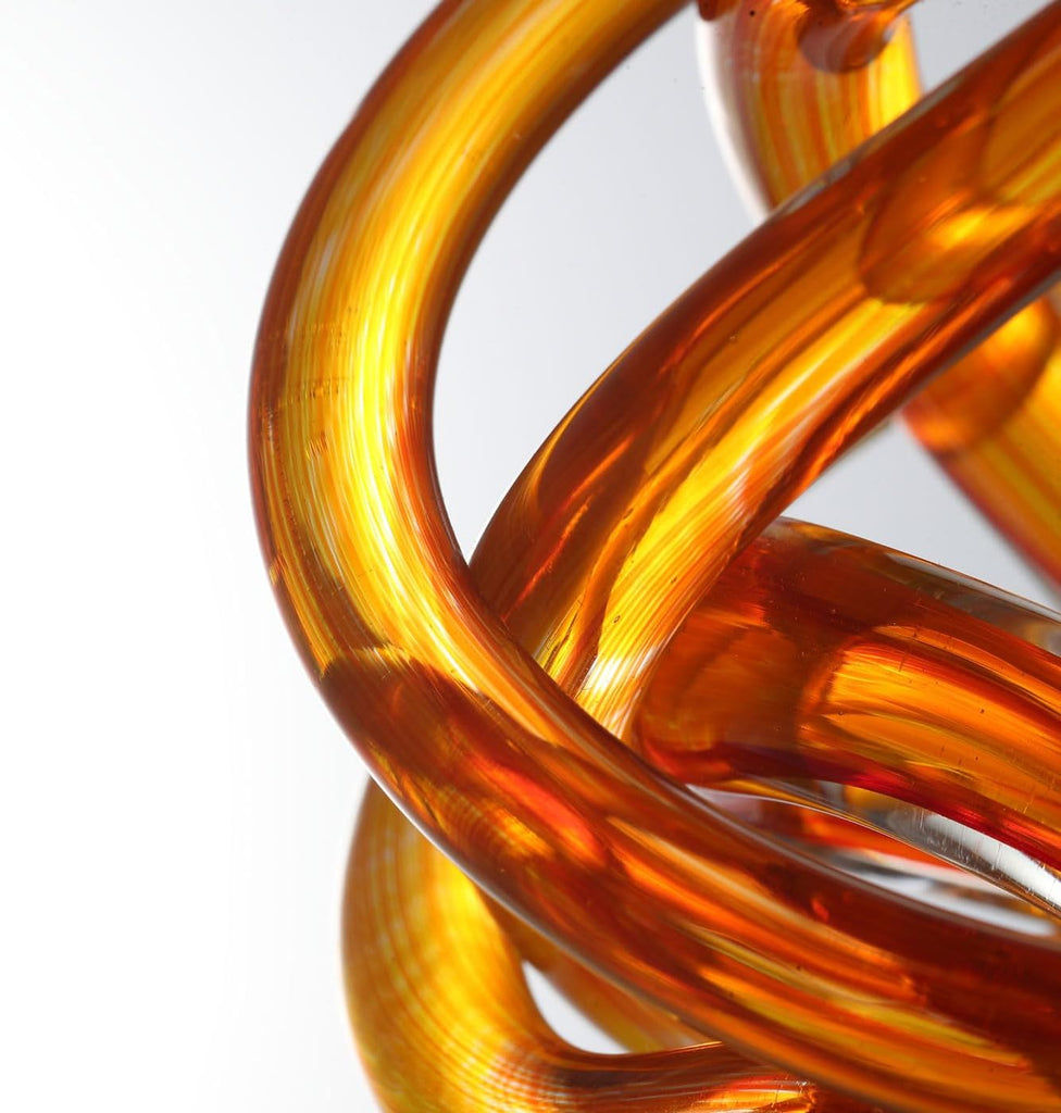Hand Blown Infinity Knot Sommerso Decorative Glass Ball for Bowls Home Decor 4 inch Tall Orbit Centerpiece Table