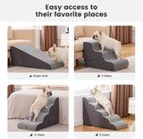 4-Step Dog Stairs for Small Dogs 18.5" H, Curved 4-Step Pet Stairs, Dog Steps for High Bed (18-20 in)