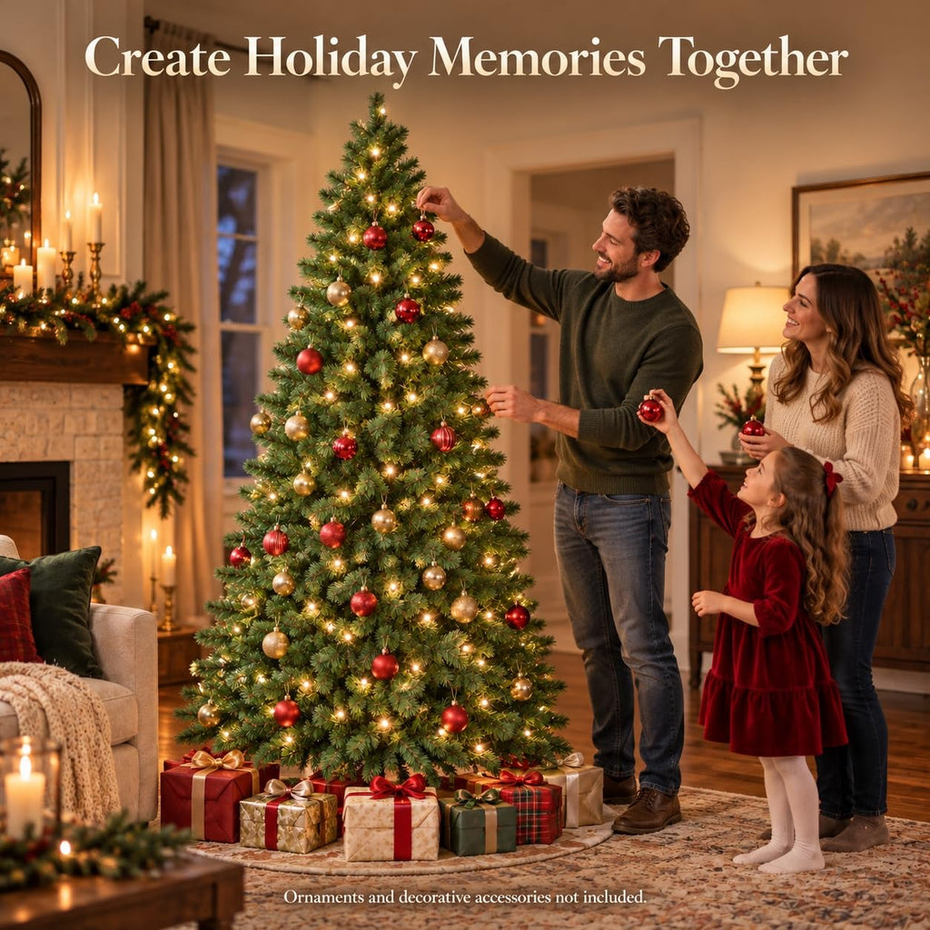 7ft Pre-Lit Artificial Christmas Tree with Warm White Lights