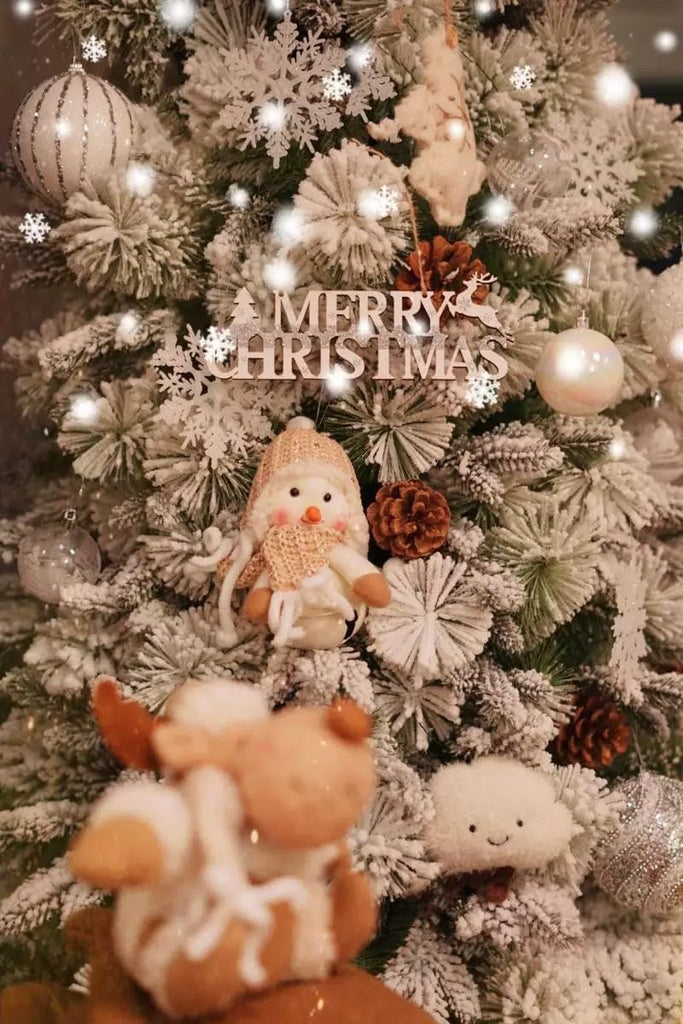 2.4Meters (8feet) - New PE Pine Needle Christmas Tree, Luxury Snow Scene Tree for Retail Stores, Lush Artificial