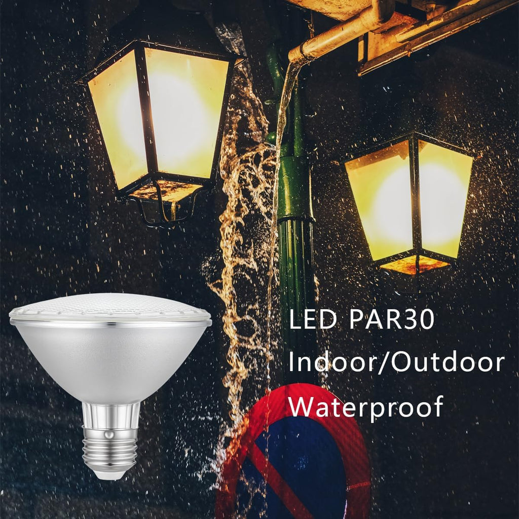PAR30 LED Short Neck Flood Light Bulbs, E26 Base, 120V, 10W, Waterproof, 75W Equivalent, Replacement for Accent