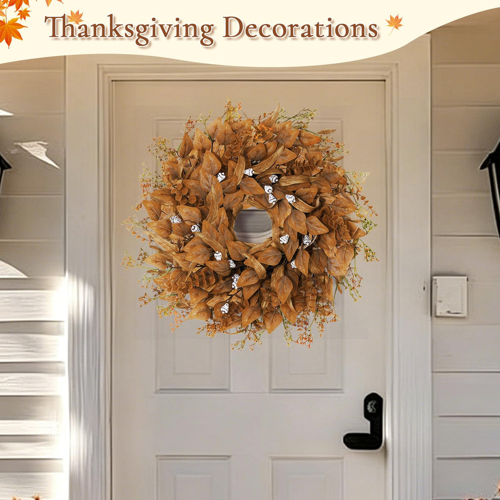 28 Inch Fall Wreath for Front Door, Artificial Eucalyptus Porch Decor
