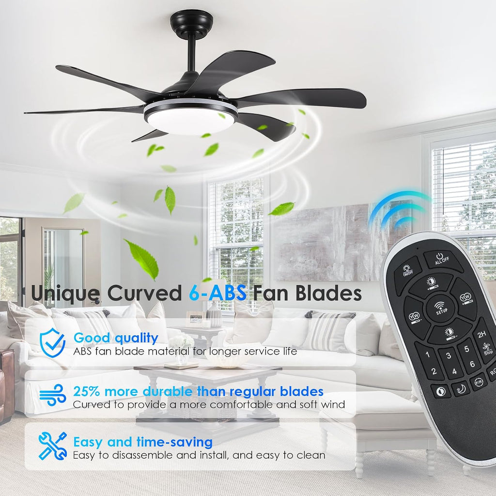 46In Black RGB Ceiling Fans with Lights - Low Profile Modern Ceiling Fan Light with Remote/APP, RGB+3CCT 6 Wind Speeds and Reversible, Indoor Outdoor Fan Light Fixture for Party, Kid's Room A101-B0DJ6M3KVD