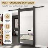 36in x 84in Mirror Barn Door with 6.6FT Sliding Door Hardware Kit Included, 1 Lites Full Length, Sol