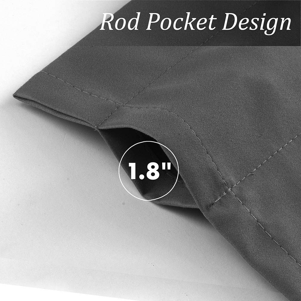 Blackout Valance Curtains Waterproof Soft Rod Pocket Valance Window Room Darkening Valances, 52 inch x 18 inch, Grey
