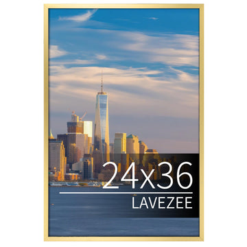 Metal 24x36 Gold Poster Frame for Artwork, Puzzles and Photos, Picture Frame Display 24 x 36 Inch Photo Picture Frame