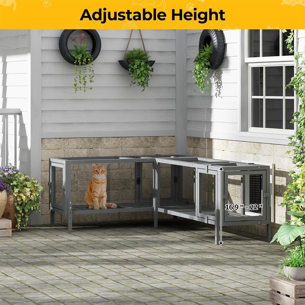 Modular Cat Tunnel 92.1" L Weatherproof Extendable Outdoor Cat Run