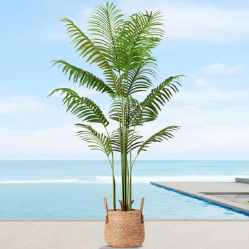 Artificial Palm Tree 5.5FT Tall Fake Tree Nearly Natural Large Tropical Faux Plant Faux Areca Palm Tree with Real