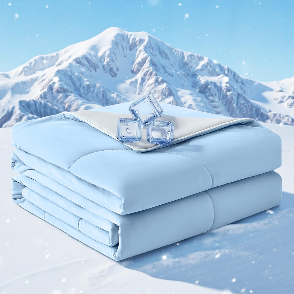 Cooling Comforter Queen Size, Cooling Blankets for Hot Sleepers and Night Sweats, Double Side Cool Soft Light Micro