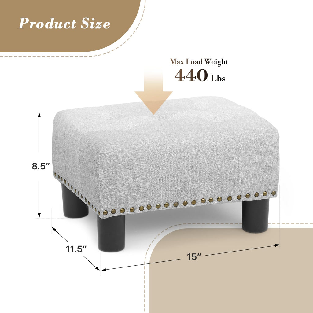 Small Foot Stool Ottoman with Storage, Rectangular Mini Ottoman with Legs Tufted Ottoman Foot Rest Stool Upholstered