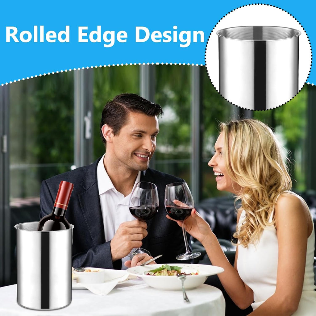 Wine Chiller Bucket 750 ML Champagne Bucket Stainless Steel Wine Chillers for Bottles Keeps Cold for Hours - Set of 6