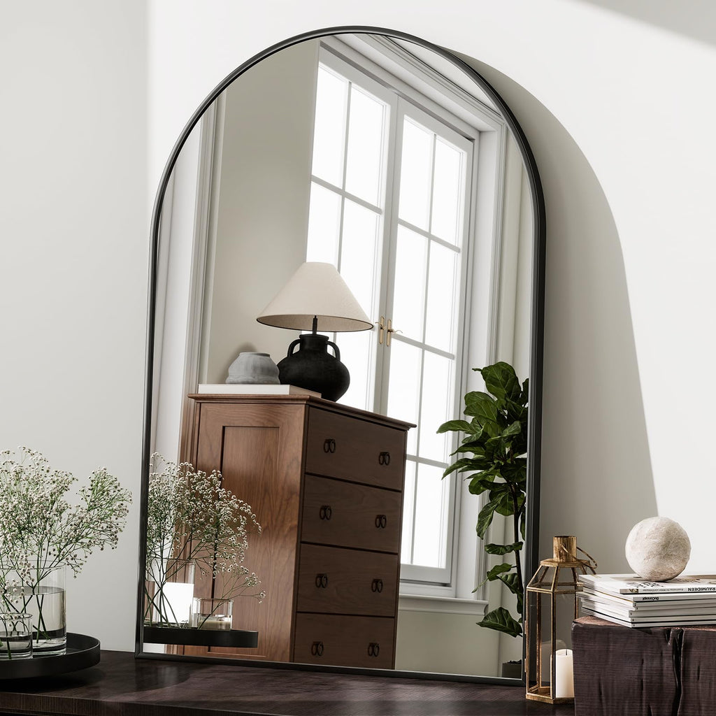 20"x30" Arched Bathroom Mirror Wall Mounted Black Arch Mirror