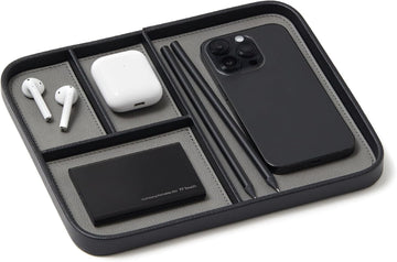 Nordik Leather Valet Tray - Medium EDC Tray - Pebble Black 9.5 x 7.9