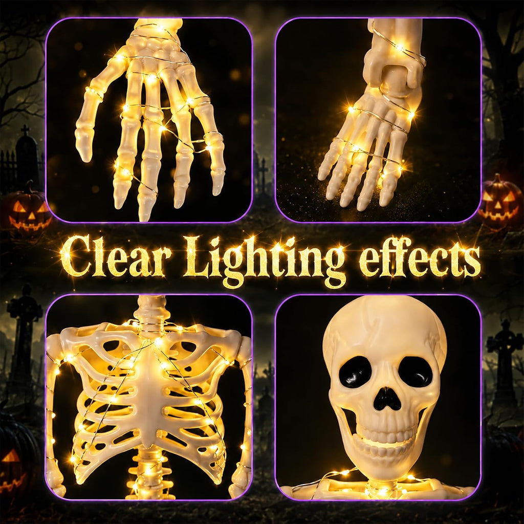 Halloween Skeleton Decor 36 Inches (with White Light) - Set of 2
