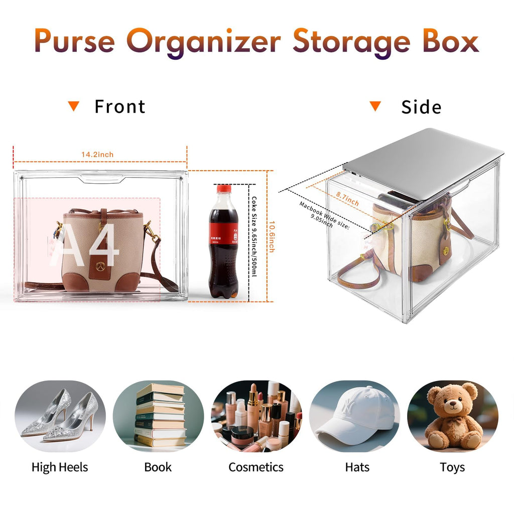 Purse Organizer for Closet, Clear Acrylic Display Case, 5Pack